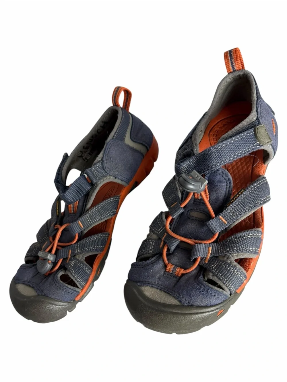 KEEN CNX Waterproof Boy’s Slip-On Closed Toe Sandals Blue/Orange/Gray US 4